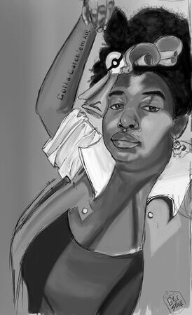 "Poke Shay" A portrait done for a client during a charity drive of themselves as a character from Pokemon.